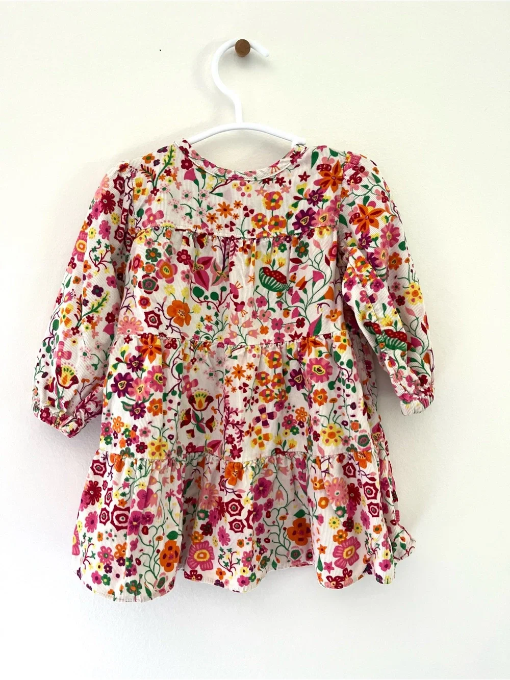 Old Navy Floral Tiered Long-Sleeve baby Dress size 6-12 month